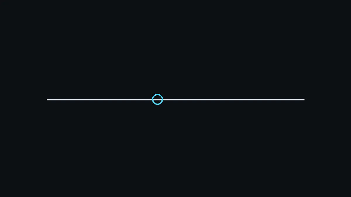 A horizontal line with a mark just left of center