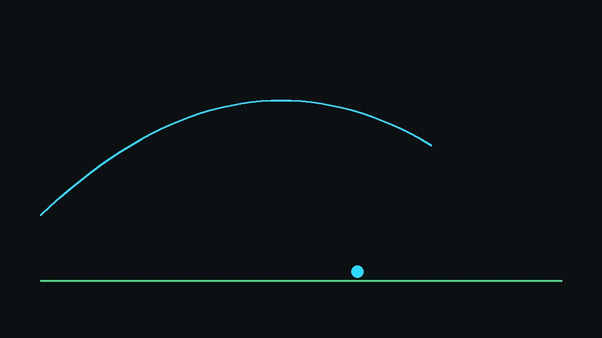 Illustration of a ball arc and a landing mark